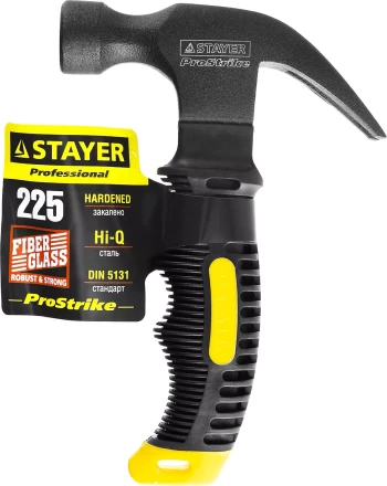Молоток-гвоздодер &quot;COMPACT&quot; укороченный с фиберглассовой рукояткой, 225г, STAYER Professional 2026-225 купить в Урае