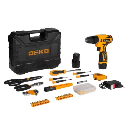 Дрель аккумуляторная DEKO Banger 12V + набор инструмента 93 предмета, 063-4168 купить в Урае
