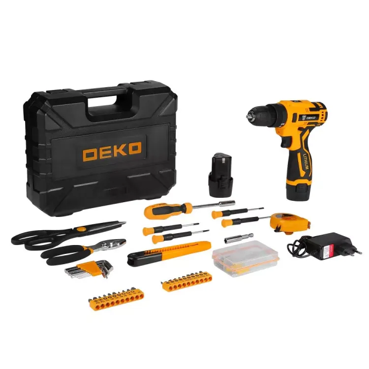 Дрель аккумуляторная DEKO Banger 12V + набор инструмента 93 предмета, 063-4168 купить в Урае