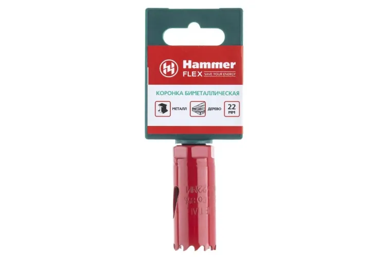 Коронка биметаллическая HAMMER Ф22х38мм 5/8" BiMETALL (224-003) купить в Урае