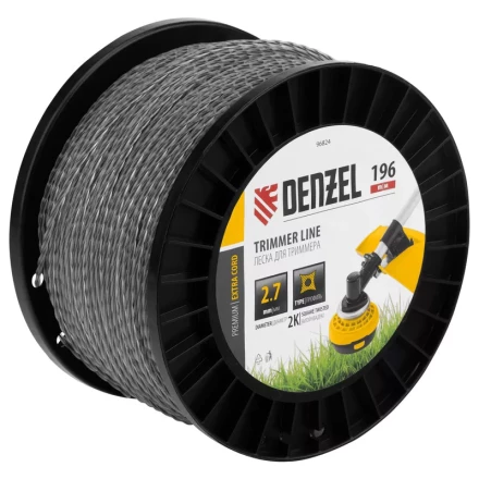 Леска для триммера двухкомпонентная витой квадрат, 2,7мм х 196м, на DIN катушке EXTRA CORD// Denzel 96824 купить в Урае
