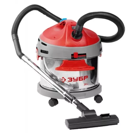 Пылесос ЗУБР сухая и влажная уборка, нержавеющая сталь, усиленное основание, розетка до 2000Вт, 20л, 1400Вт ЗППУ-1400-20 купить в Урае