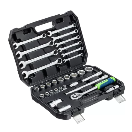 Набор инструментов Сибртех 13393, 1/2&quot;, пластиковый кейс, 32 предмета купить в Урае