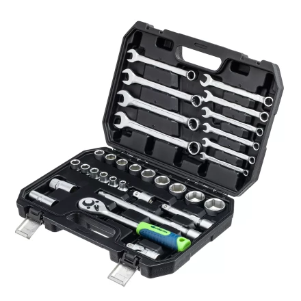 Набор инструментов Сибртех 13393, 1/2&quot;, пластиковый кейс, 32 предмета купить в Урае