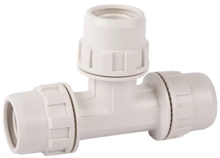 Тройник ЗУБР &quot;ШиреФит&quot; соединительный &quot;штуцер с гайкой - штуцер с гайкой - штуцер с гайкой&quot;, 20мм 51505-20 купить в Урае