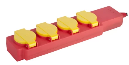 Удлинитель силовой &quot;СТРОИТЕЛЬ&quot;, 5 м, 3500 Вт, 4 гнезда, с крышками, ПВС 3x1 мм2 СВЕТОЗАР SV-55044-5 купить в Урае