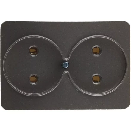 Розетка СВЕТОЗАР &quot;ГАММА&quot; без заземления, двойная, без вставки и рамки, цвет темно-серый металлик, 16А/~250В SV-54102-DM купить в Урае