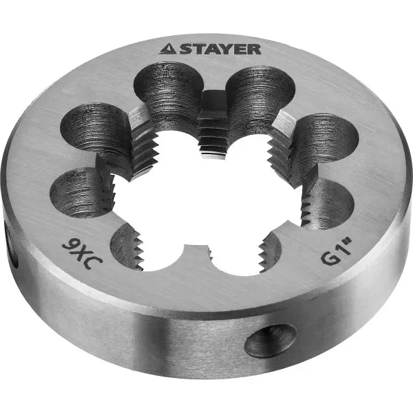 Плашка круглая ручная STAYER "MASTER", сталь 9ХС, для трубной резьбы G 1`` 28029-1 купить в Урае