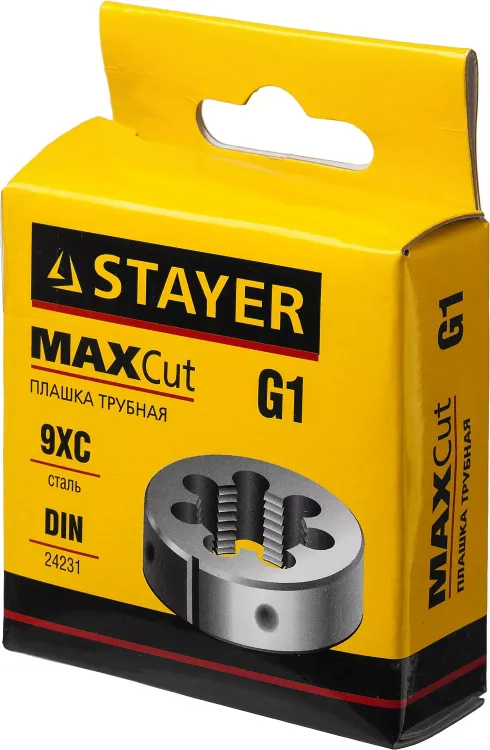 Плашка круглая ручная STAYER "MASTER", сталь 9ХС, для трубной резьбы G 1`` 28029-1 купить в Урае