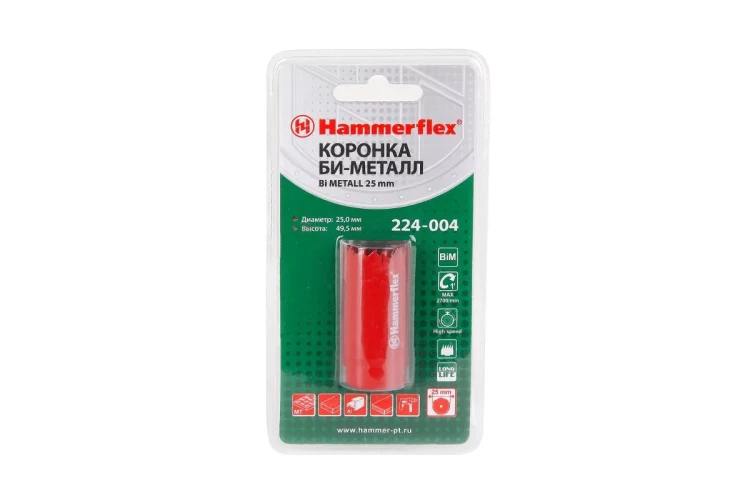 Коронка биметаллическая HAMMER Ф25х38мм 5/8" BiMETALL (224-004) купить в Урае