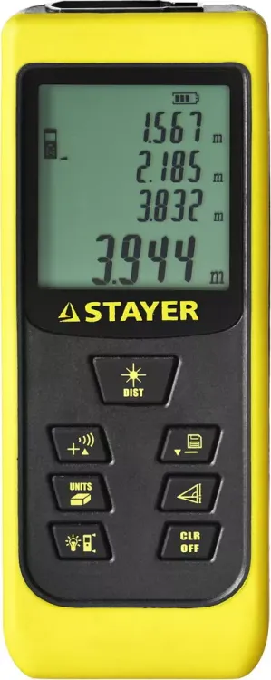 Дальномер STAYER "MASTER" MAX-Control лазерный, 2 точки отсчета, дальность 50м, точность 2мм 34957 купить в Урае