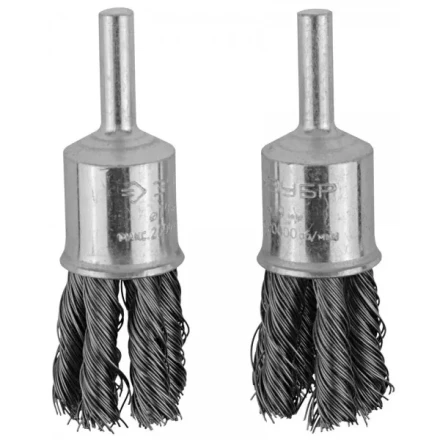 ЗУБР &quot;ЭКСПЕРТ&quot;. Набор щеток кистевых для дрели, жгутированная стальная проволока 0,35мм, 22мм, 2шт 35227-22-H2_z01 купить в Урае