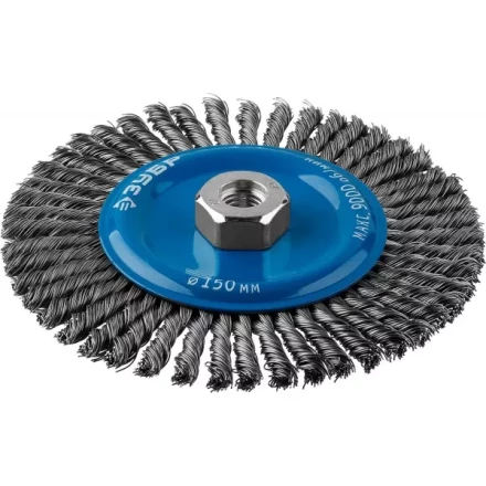 ЗУБР "ПРОФЕССИОНАЛ". Щетка дисковая для УШМ, плетеные пучки стальной проволоки 0,5мм, 150ммхМ14 35192-150_z02 купить в Урае