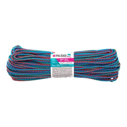 Шнур бельевой полипропиленовый с сердечником, 5 мм L 25 м, цветной, Home Palisad 937145 купить в Урае
