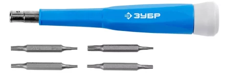 Набор ЗУБР Отвертка "ЭКСПЕРТ" для точных работ,CR-V,сменные двусторонние биты TORX, 5предметов 25621-H5 купить в Урае