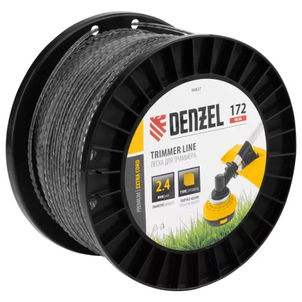 Леска для триммера двухкомпонентная зубчатый квадрат, 2,4мм х 172м, на DIN кат. EXTRA CORD// Denzel 96827 купить в Урае