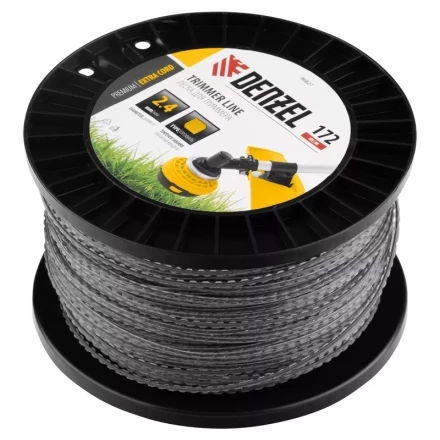 Леска для триммера двухкомпонентная зубчатый квадрат, 2,4мм х 172м, на DIN кат. EXTRA CORD// Denzel 96827 купить в Урае