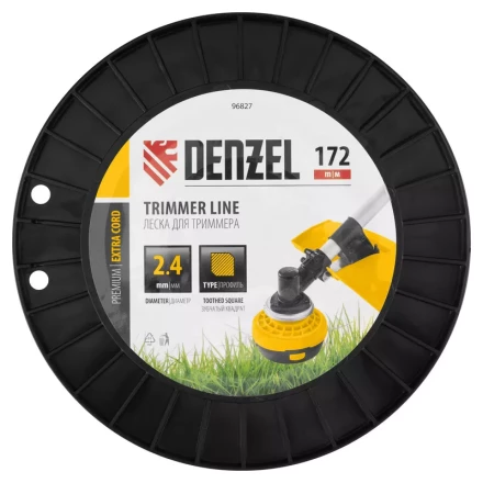 Леска для триммера двухкомпонентная зубчатый квадрат, 2,4мм х 172м, на DIN кат. EXTRA CORD// Denzel 96827 купить в Урае