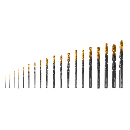 Набор сверл по металлу, 1-10 мм, HSS-Tin, Golden Tip, 19 шт Denzel 72321 купить в Урае