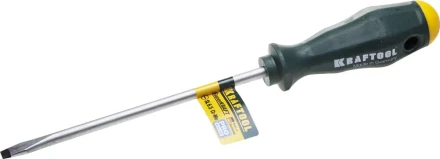 Отвертка KRAFTOOL, Cr-Mo-V закалённый стержень, двухкомпонентная противоскользящ рукоятка, SL 6,5x1,2x150мм 25007-6.5-150 купить в Урае