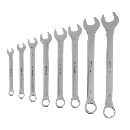 Набор ключей комбинированных Stels 6-19 мм, 8 шт., CrV, матовый хром 15443 купить в Урае