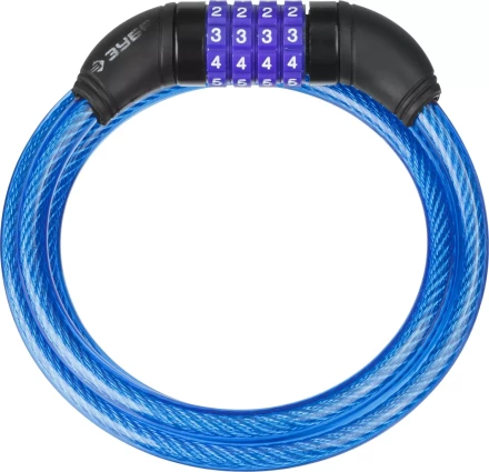 Замок ЗУБР &quot;ПРОФЕССИОНАЛ&quot;, тросовый, кодовый, с изменяемым кодом, длина троса - 1200мм, d 10мм 37262-120 купить в Урае