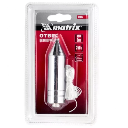 Отвес цилиндрический 250 г шнур 5 м Matrix 84887 купить в Урае