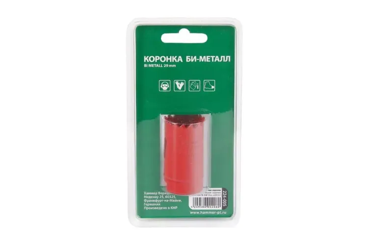 Коронка биметаллическая HAMMER Ф29х38мм 5/8" BiMETALL (224-005) купить в Урае