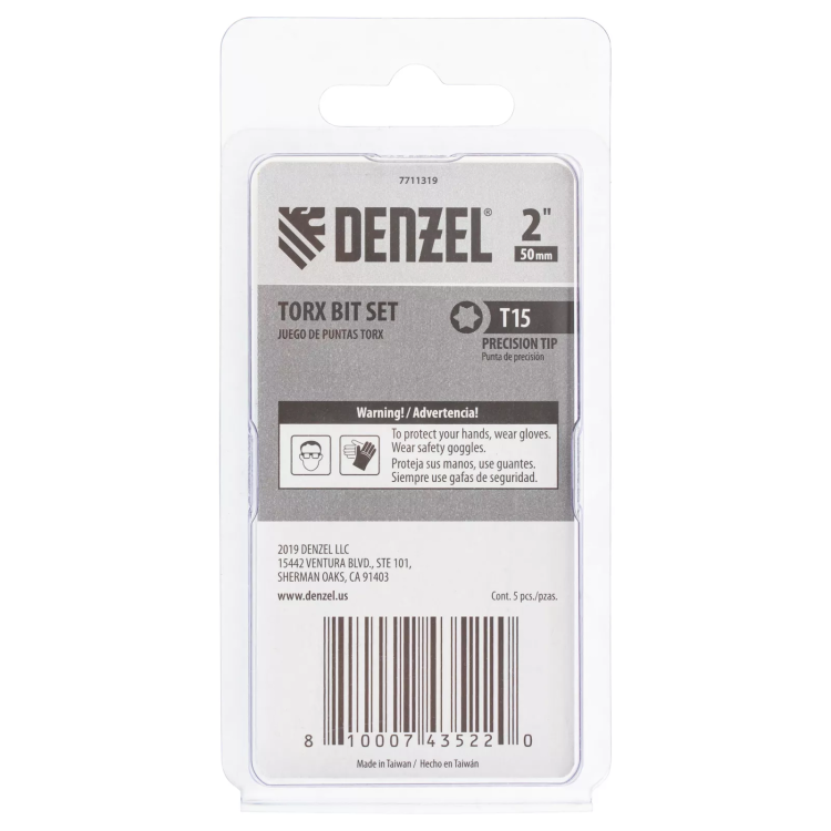 Бита T15x50, 5 шт. Denzel 7711319 купить в Урае