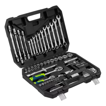 Набор инструментов Сибртех 13396 , 1/2&quot;, 1/4&quot;, пластиковый кейс 89 предметов купить в Урае