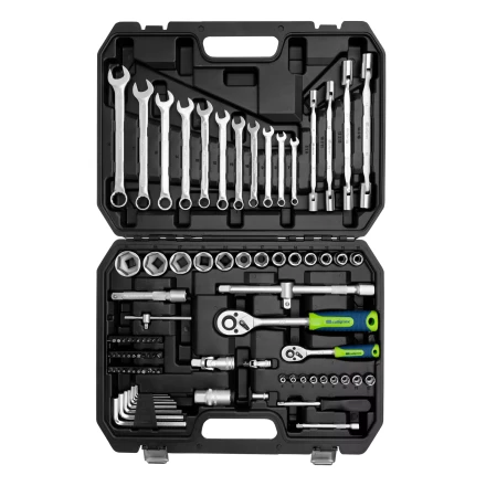 Набор инструментов Сибртех 13396 , 1/2&quot;, 1/4&quot;, пластиковый кейс 89 предметов купить в Урае