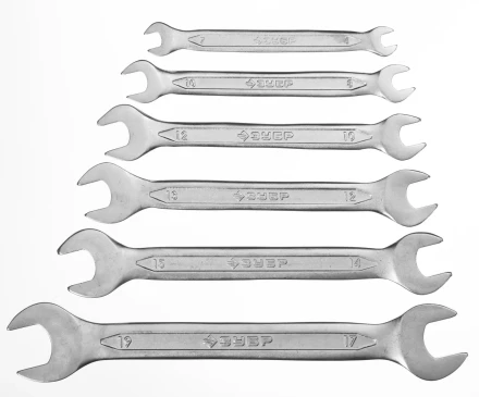 Набор ЗУБР &quot;МАСТЕР&quot;: Ключ гаечный рожковый, Cr-V сталь, хромированный, 6-19мм, 6шт 27010-H6 купить в Урае