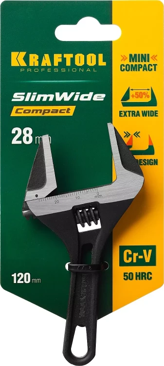 Ключ разводной компактный c тонкими губками KRAFTOOL SlimWide Compact 27266-15 купить в Урае