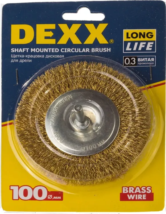 DEXX. Щетка дисковая для дрели, витая стальная латунированная проволока 0,3мм, 100мм 35110-100 купить в Урае