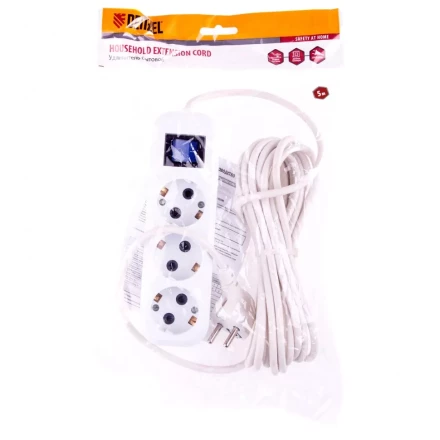 Удлинитель бытовой с заземлением и выключателем 5 м 3 розетки 10 A серия УХз10 Denzel 95973 купить в Урае