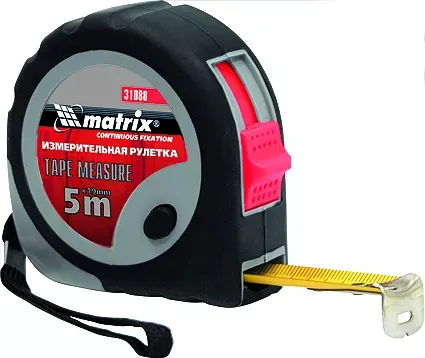 Рулетка Continuous  fixation 3 м х 16 мм обрезиненный корпус плавная фиксация  MATRIX 31086 купить в Урае