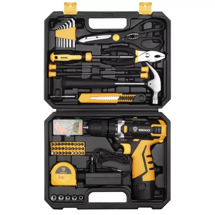 Дрель аккумуляторная DKCD12FU-Li DEKO + набор 104 инструмента для дома, 063-4112 купить в Урае