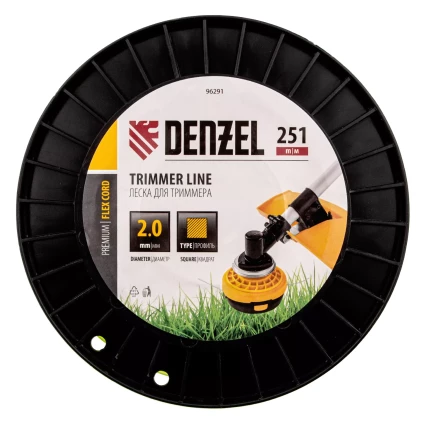 Леска для триммера квадрат, 2,0мм х 251м, на DIN катушке FLEX CORD// Denzel 96291 купить в Урае