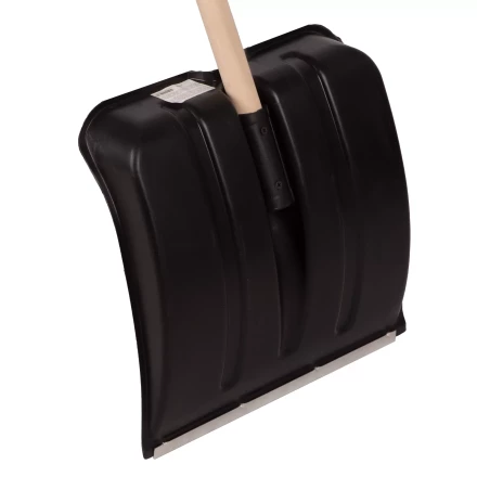 Лопата для уборки снега пластиковая, 380х385х1420 мм, оцинк. планка, деревянный черенок Россия 6157453 купить в Урае