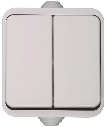 Выключатель СВЕТОЗАР БАТТЕРФЛЯЙ двухклавишный, цвет белый, 10А/~250В SV-54334-W купить в Урае