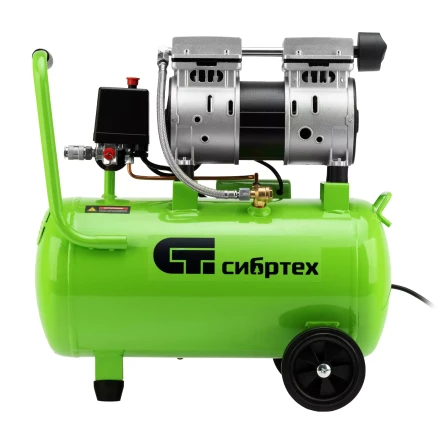Компрессор безмаслянный малошумный Сибртех МБ 1100/24,1100 Вт, 24 л, 170 л/мин 58006 купить в Урае