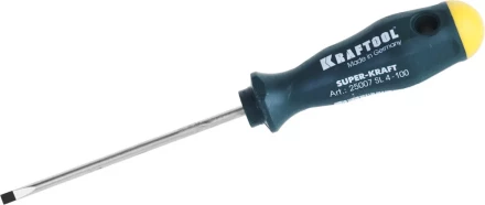 Отвертка KRAFTOOL, Cr-Mo-V закалённый стержень, двухкомпонентная противоскользящ рукоятка, SL 4,0x0,8x100мм 25007-4.0-100 купить в Урае