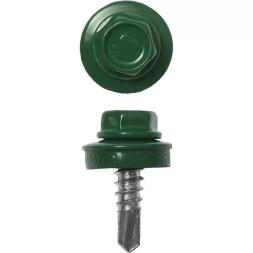 Саморезы ЗУБР "ПРОФЕССИОНАЛ" окраш., RAL 6002 зелен. лист, для крепл. кров. матер. к металл. констр., 5.5x25мм, 420шт 4-300315-55-025-6002