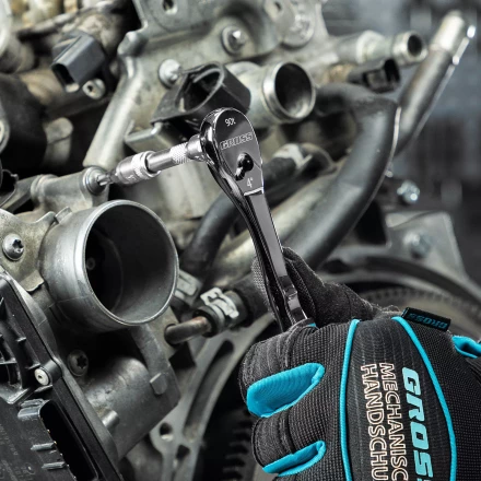 Ключ-трещотка 1/4&quot; Gross 14053, CrV, 90 зубьев, усиленный, хром купить в Урае