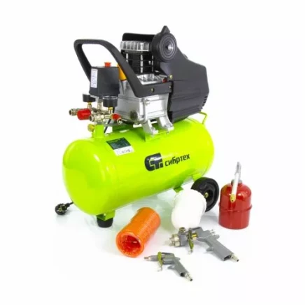 Компрессор масляный поршневой прямой привод с набором Сибртех КК-1500/24 ПЛЮС  58038 купить в Урае