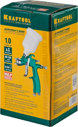 Краскопульт пневматический KRAFTOOL AirKraft Mini, HVLP, c верхним бачком, 1,0мм 06565-1.0 купить в Урае
