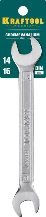 Ключи гаечные рожковые KRAFTOOL, Cr-V, DIN 3110 27033-14-15 купить в Урае
