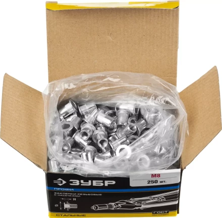 Заклепки ЗУБР резьбовые с насечками, М8, 250шт 31317-08 купить в Урае