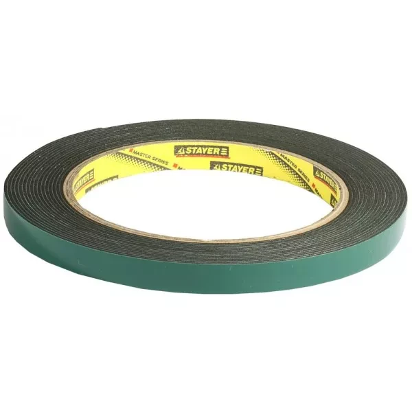 Двухсторонняя клейкая лента на вспененной основе, STAYER Professional 12233-09-05, черная, 9мм х 5м 12233-09-05 купить в Урае