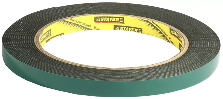 Двухсторонняя клейкая лента на вспененной основе, STAYER Professional 12233-09-05, черная, 9мм х 5м 12233-09-05 купить в Урае